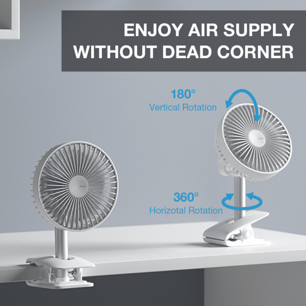 USB Rechargeable 10" Air Clip On Fan - Image 2