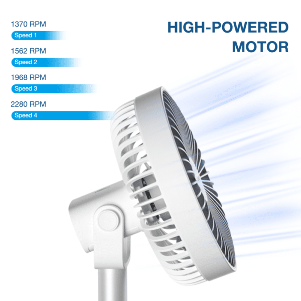 USB Rechargeable 10" Air Clip On Fan - Image 4