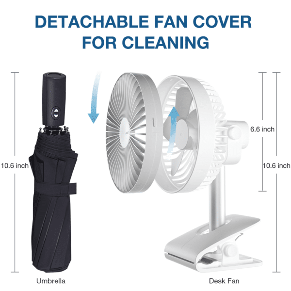 USB Rechargeable 10" Air Clip On Fan - Image 5