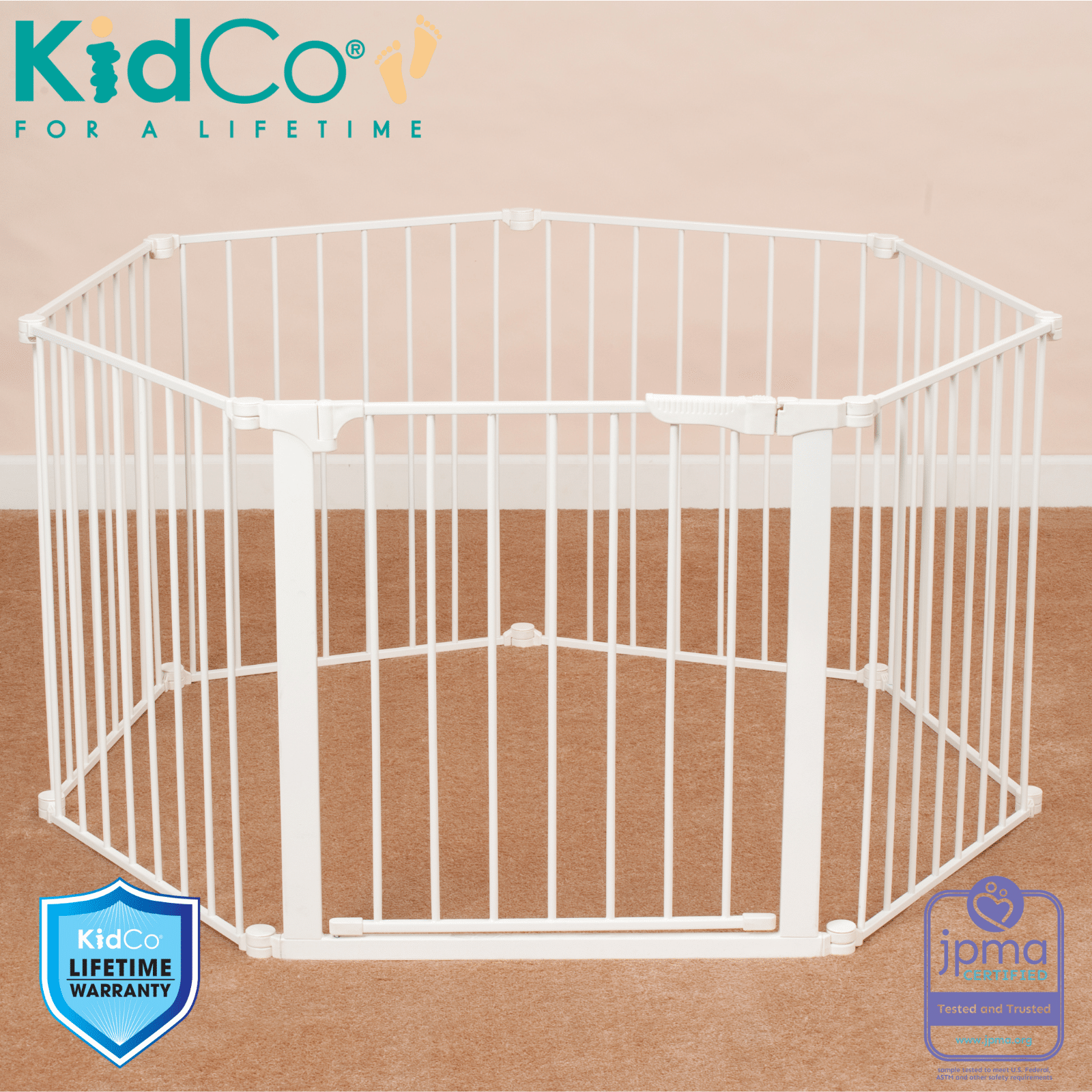 KIDCO Puerta Seguridad Xl Cierre Automático Reja Blanco 74X120 Cm Kidco